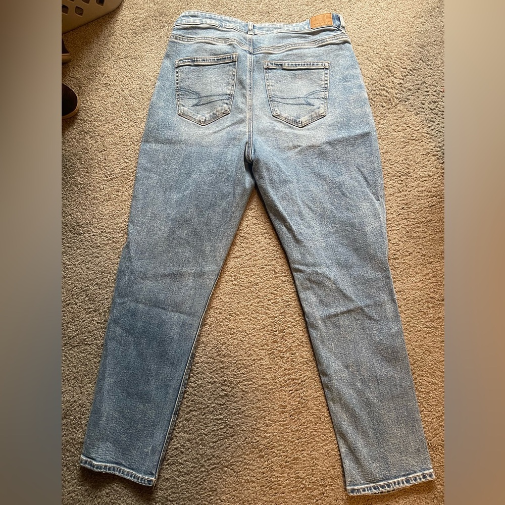 American Eagle Outfitters Blue Boyfriend Jeans with Distressed Rips